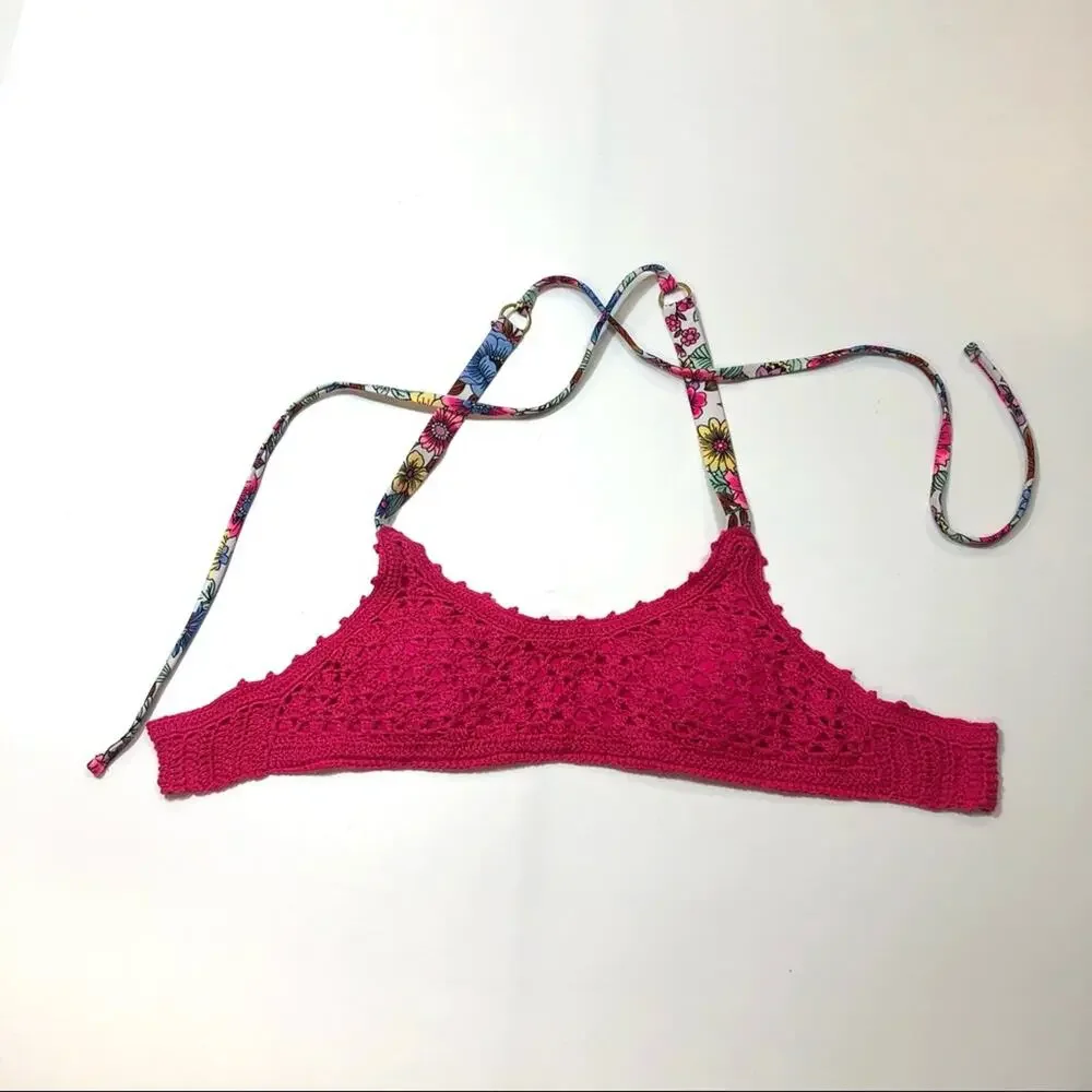 California Waves Crochet Bralette Swim Top